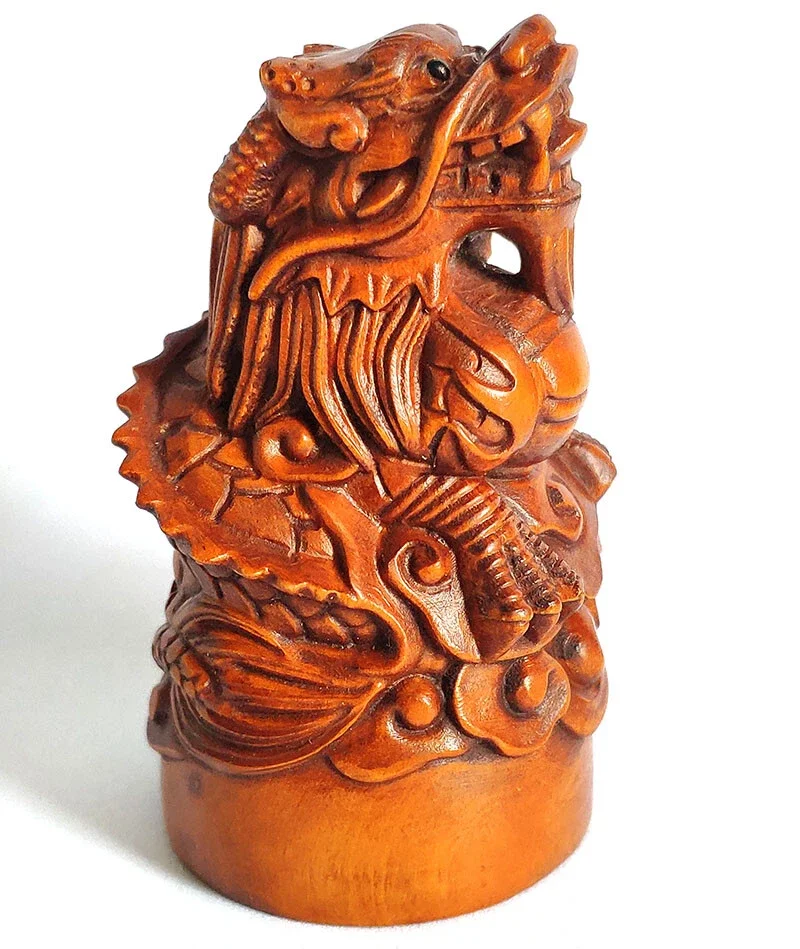 Chinese Old Bronze Dragon Dragons Foo Fu Dog Lion Incense Burner Censer