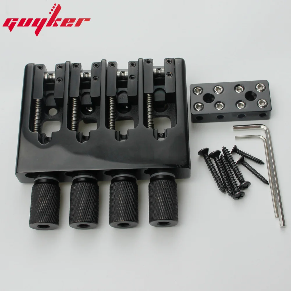 4 String Slightly Adjustable String Spacing Headless Bass Bridge Black Base CNC Processing