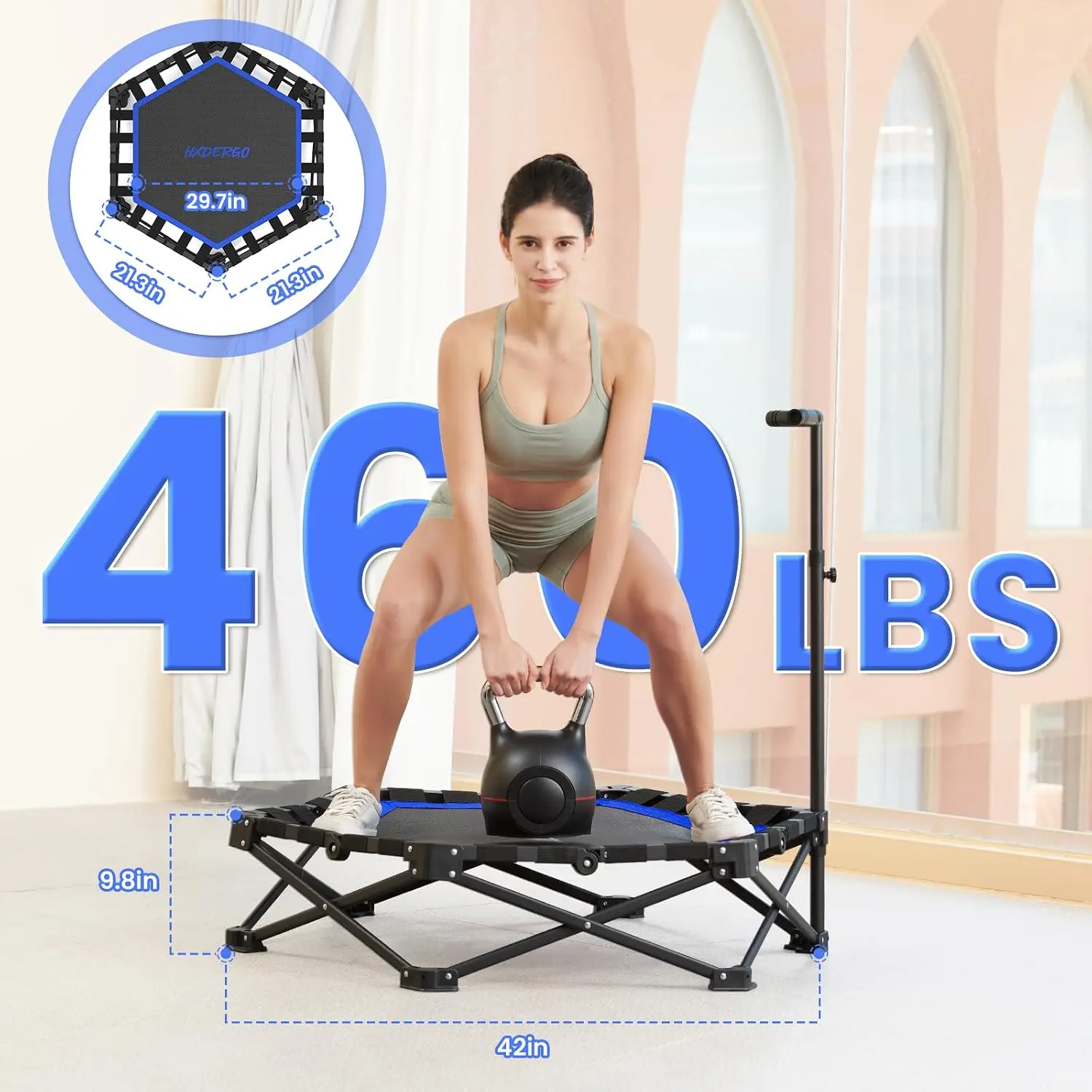 Rebounder Trampoline for Adults with Handle, 42''/48''