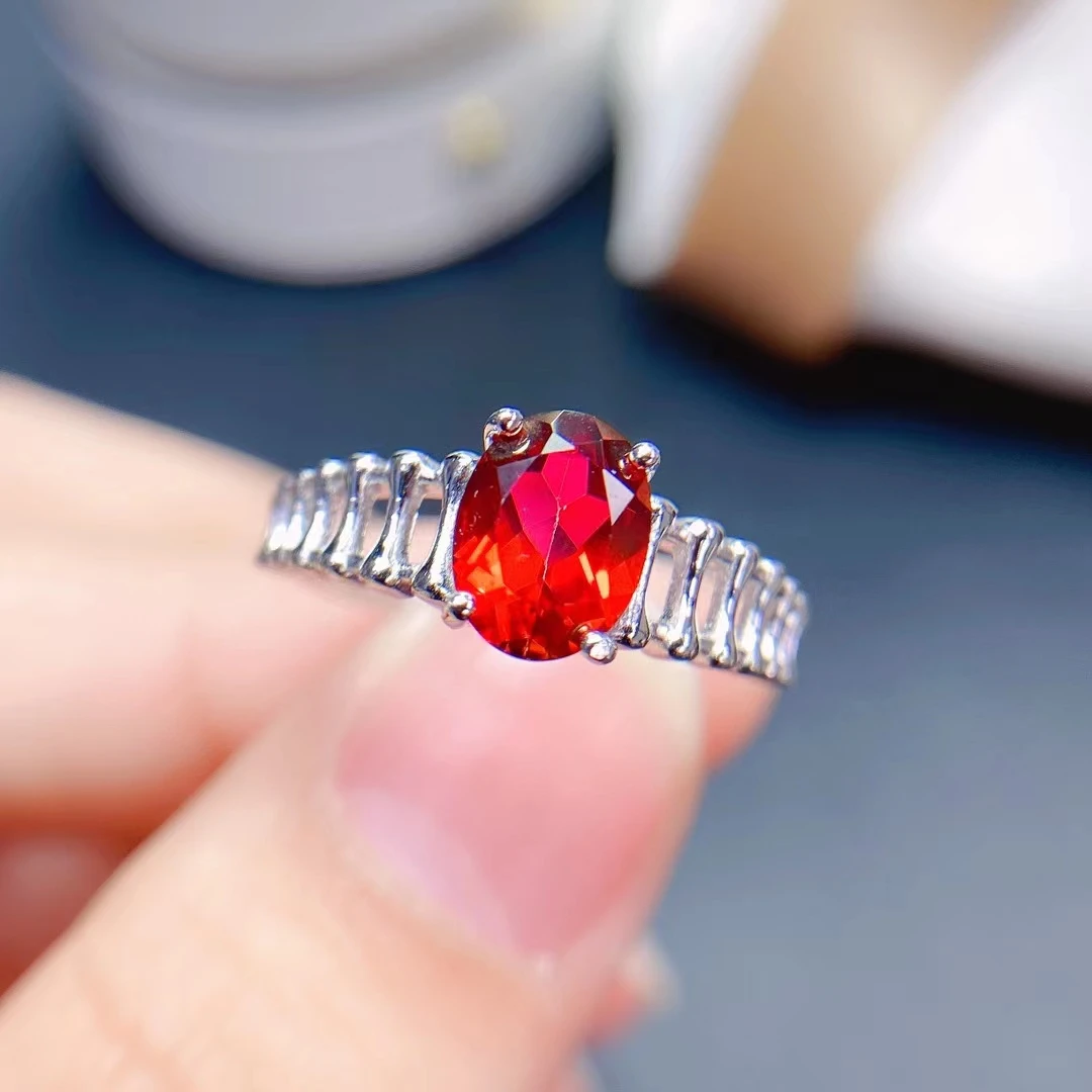 

MeiBaPJ New Burning Ruby Gemstone Fashion Simple Ring for Women Real 925 Sterling Silver Fine Wedding Jewelry