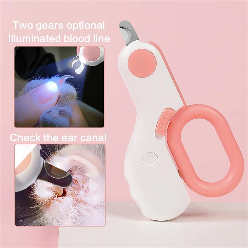 Professional Pet Nail Clipper with LED Light can illuminate the bleeding line Pet Claw Scissors Avoid Over Cutting for Dogs Cats