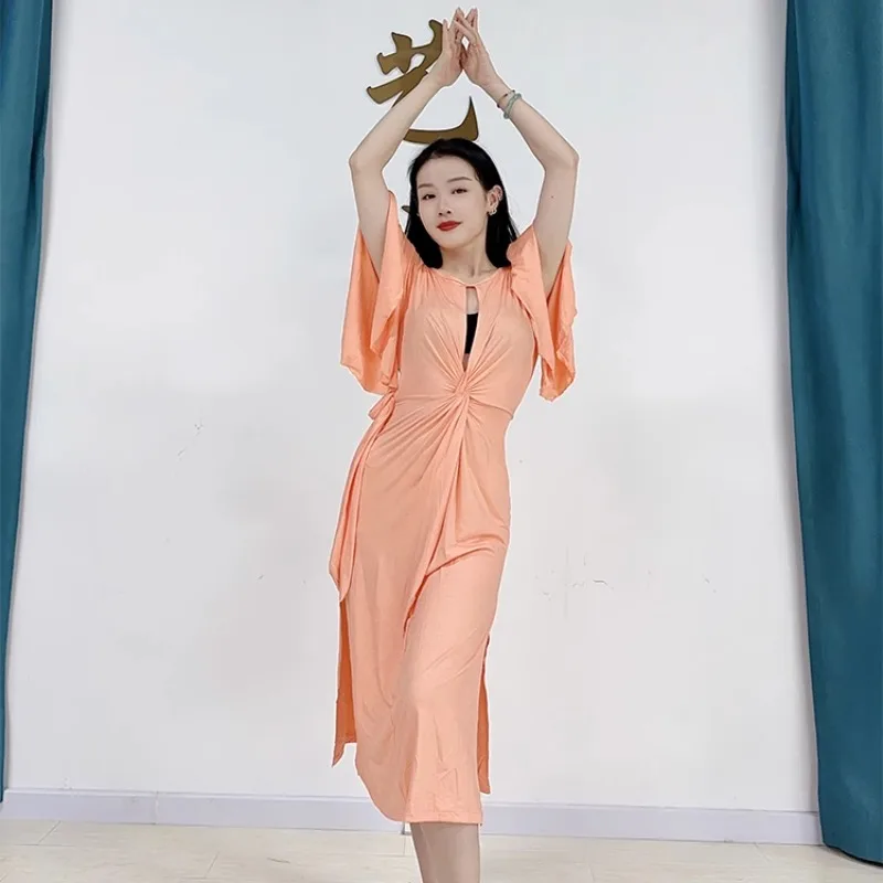 Customized Belly Dance Costumes Apparel 2025 New Modal Twisted Dress with Latin Fusion and Eastern Dance in Front and Back