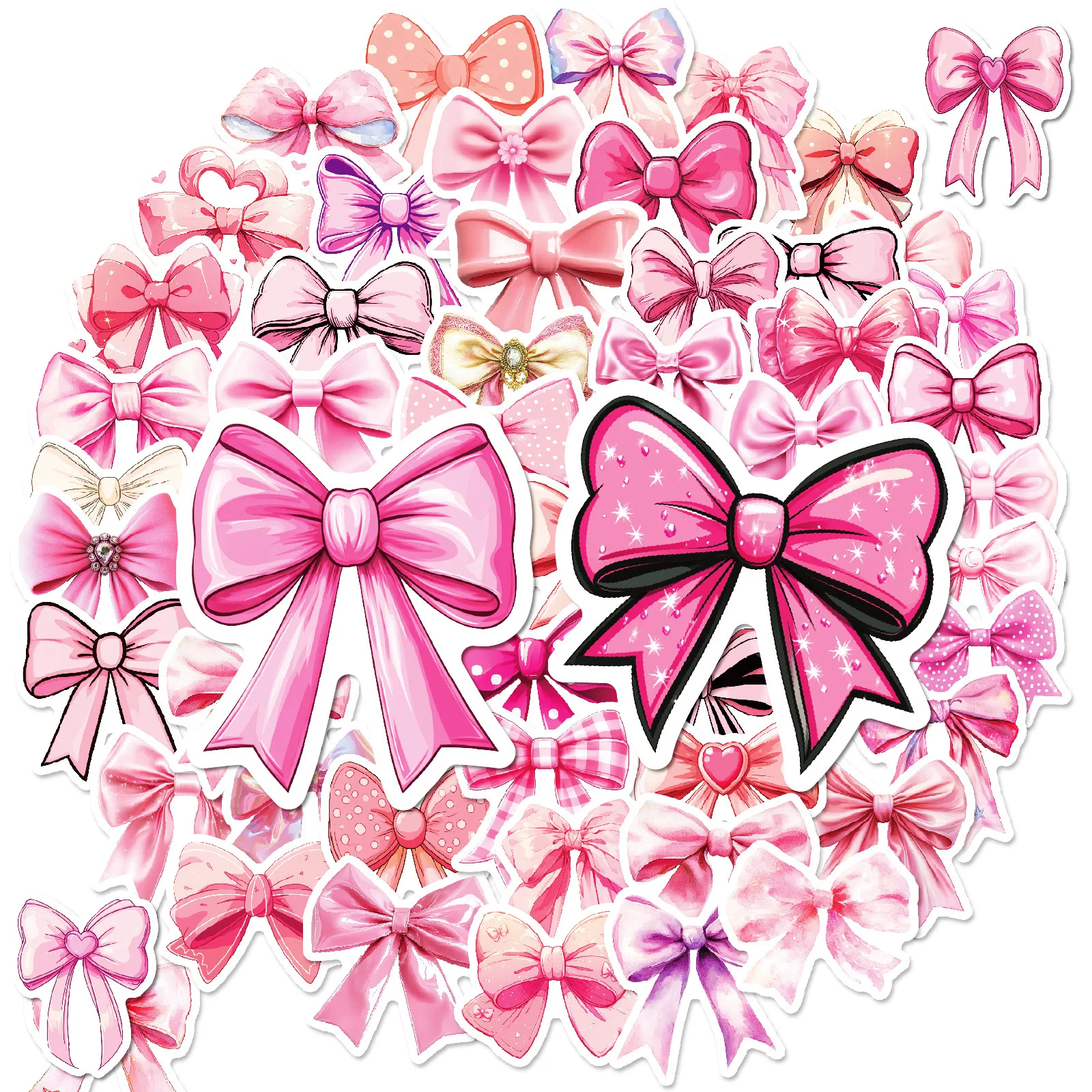 

10/50PCS Bow Graffiti Stickers Pink Cartoon DIY Decoration Cartoon Kids Toys Fridge Luggage Laptop Phone Guitar Car Bike Decals