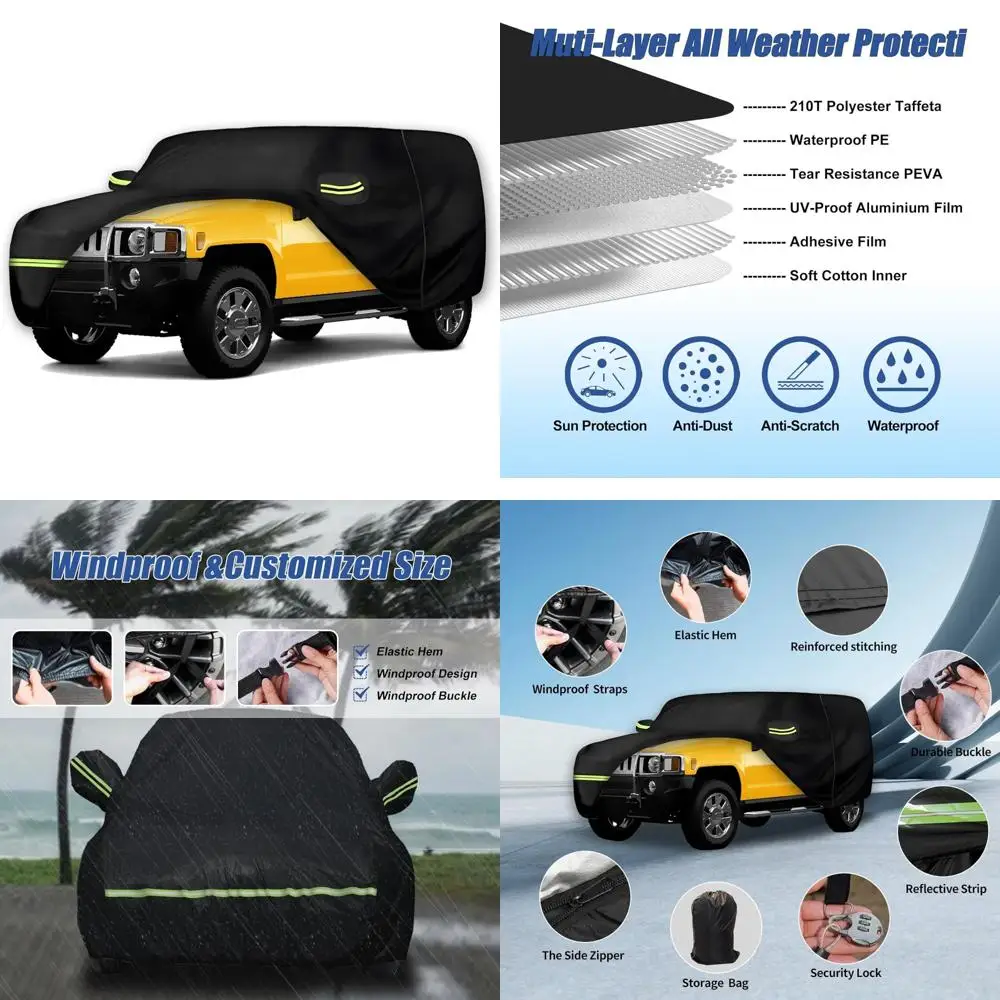 

Heavy Duty Waterproof 6-Layer Custom Car Cover for Hummer H2 SUV 2002-2009, All Weather Protection in Black