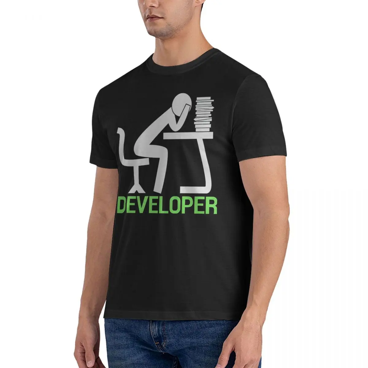 STRESS DEVELOPER Men T Shirt The Passionate Programmer Vintage Tee Shirt Short Sleeve O Neck T-Shirt 100% Cotton Unique Clothes