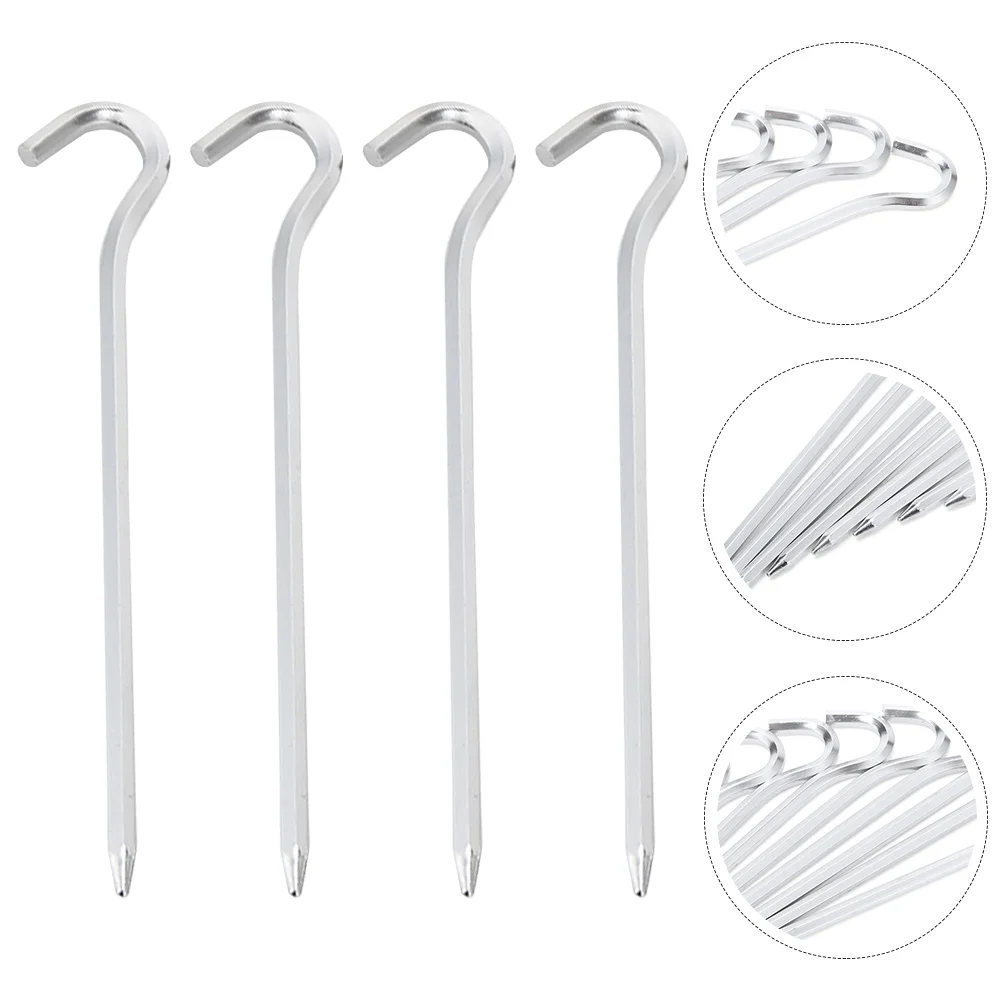 

4 Pcs Ground Nail Peg Stake Camping Picnic Supply Beach Mat Aluminum Alloy Tents