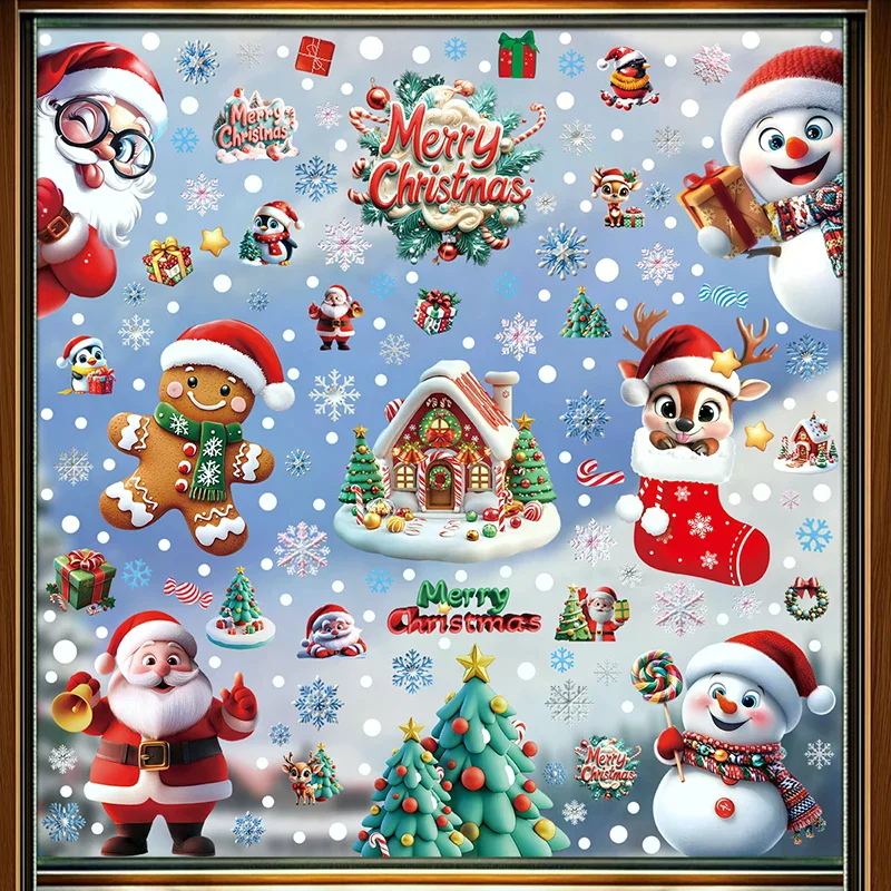 Creative Christmas Decorations, Electrostatic Stickers, Shop Window Decorations, Christmas Decorative Glass Stickers