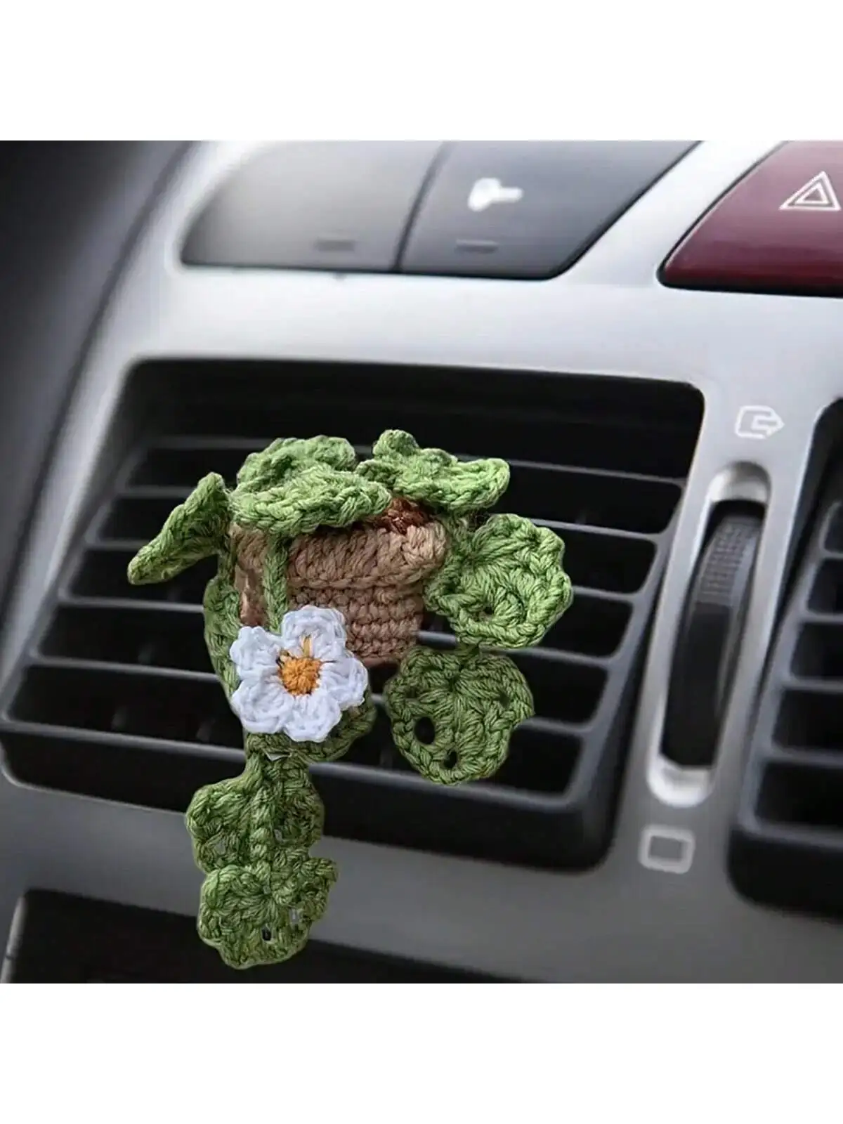 1pc New Hand-Knitted Hanging Basket Car Decoration - Car Air Vent Ornament, Pendant & Gift, Air Vent Potted Plant