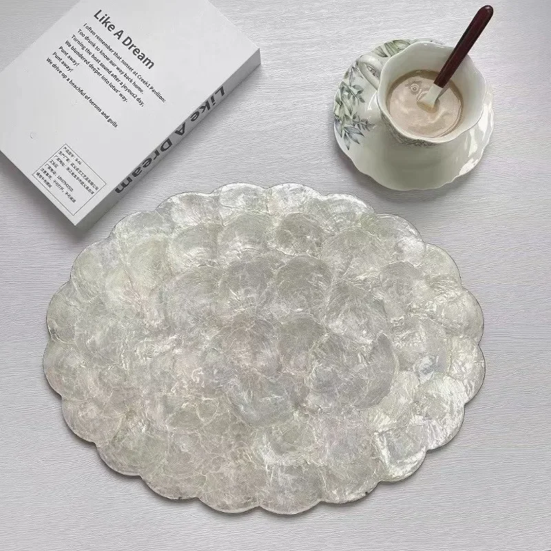 Creative Elegant Style Trays Luxury Heat Insulation Tray Shell Texture Board Indoor Oil-proof Art Craft Ornament Decoration Tabl