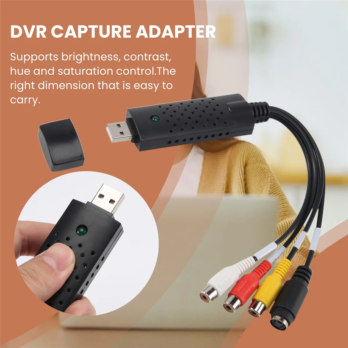 Easycap USB 2.0 Easy Cap Video TV DVD VHS DVR Capture Adapter Easier Cap USB Video Capture Device Support Win10