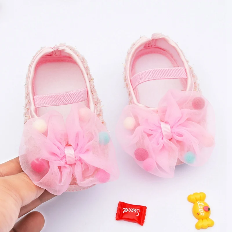 

0-18M Summer Babies' Shoes Baby Learning Walking Shoes Sweet Princess Shoes Bow-tie Non-Slip Soft Soled Toddler Walking Shoes