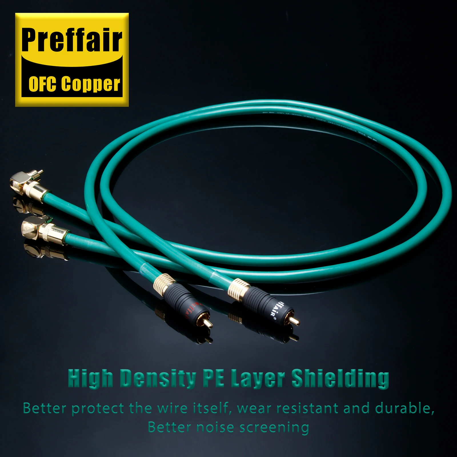 زوج RCA إلى RCA ربط كابل الصوت كريستال النحاس ألياف الكربون الروديوم مطلي سدادة RCA للمسرح المنزلي DVD TV مكبر للصوت