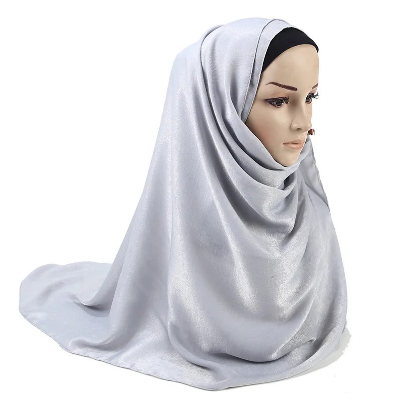 Écharpe Hijab en Mousseline de Soie pour Femme, Voile Turban, Châle Musulman, Accessoires Ramadan