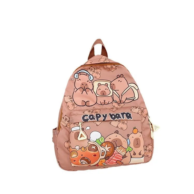 Cute Large Capacity Capybara Backpack Breathable Cartoon Student Schoolbag Nylon Ultra-light Book Bag