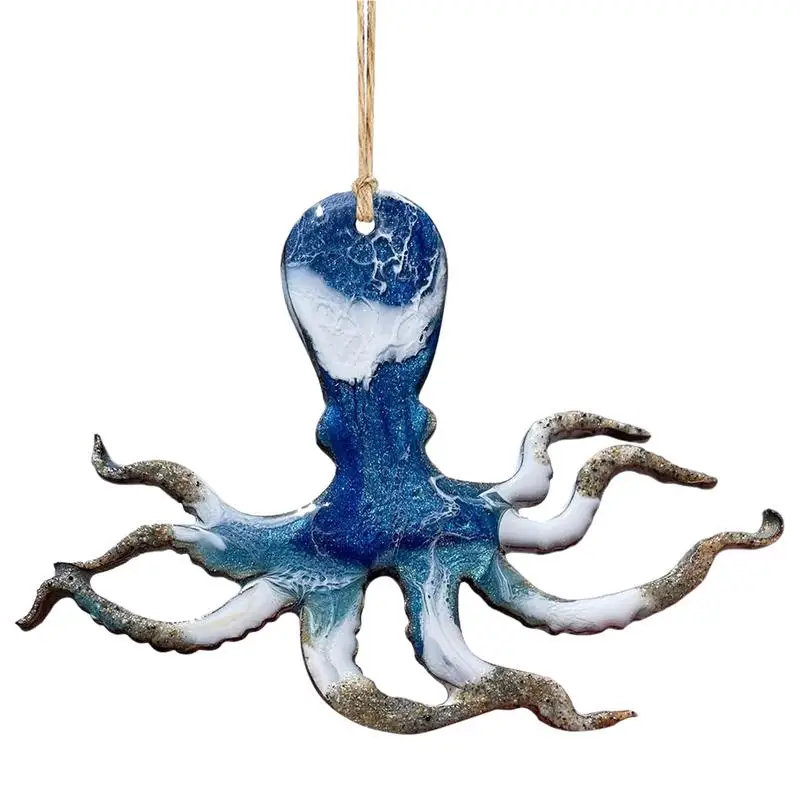 

Summer Marine Ornaments Blue Resin Sea Animal Cutouts Coastal Christmas Decorations For Car Interior Creative Backpack Pendant