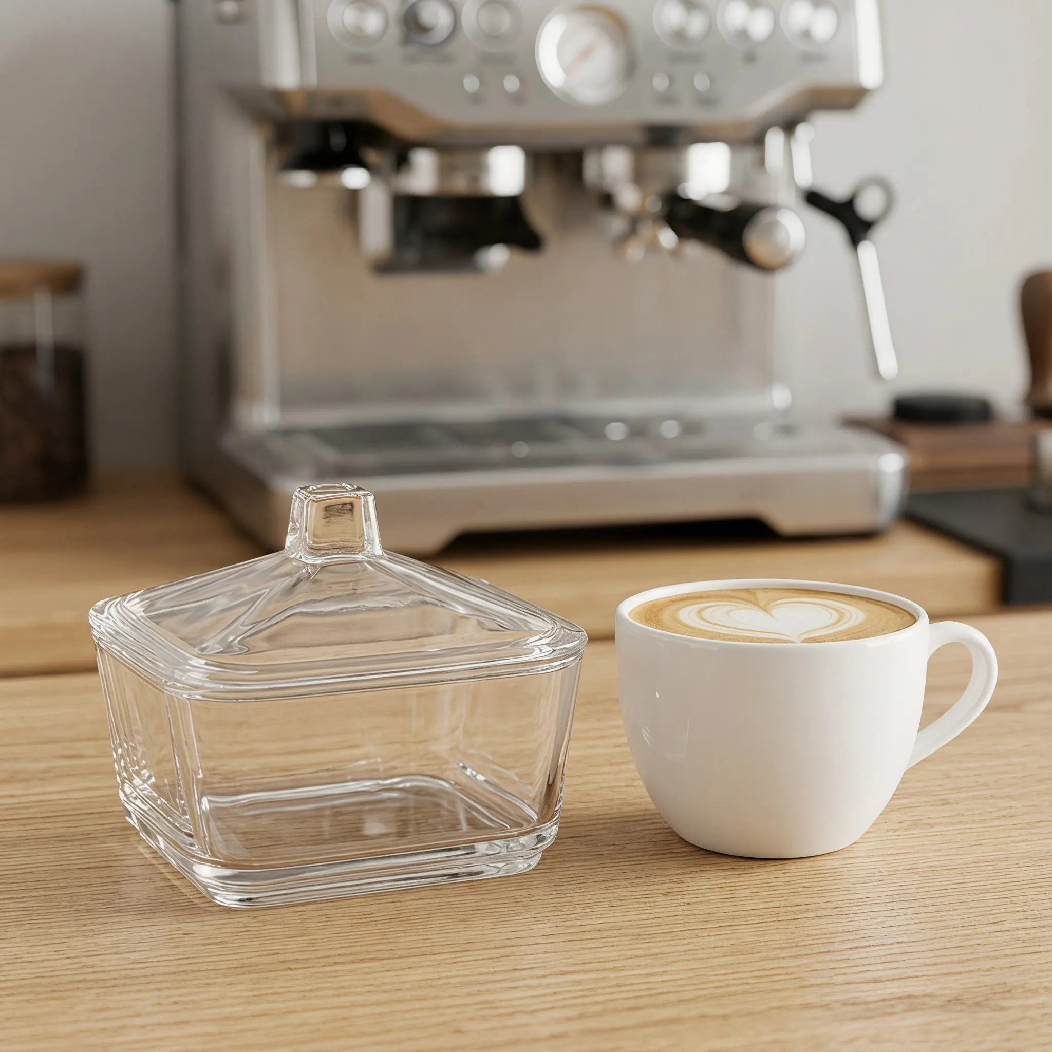 Premium Glass Sugar Cube Jar with Elegant Design Airtight Seal for Coffee Tea Time Sugar Holder Decorative Kitchen Canister