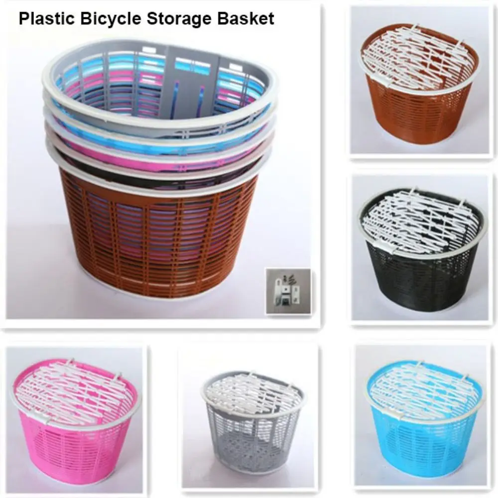 

Multicolors Children Bike Basket Plastic Hollow Bicycle Storage Bag with Cover 5 Colors Scooter Handlebar Basket