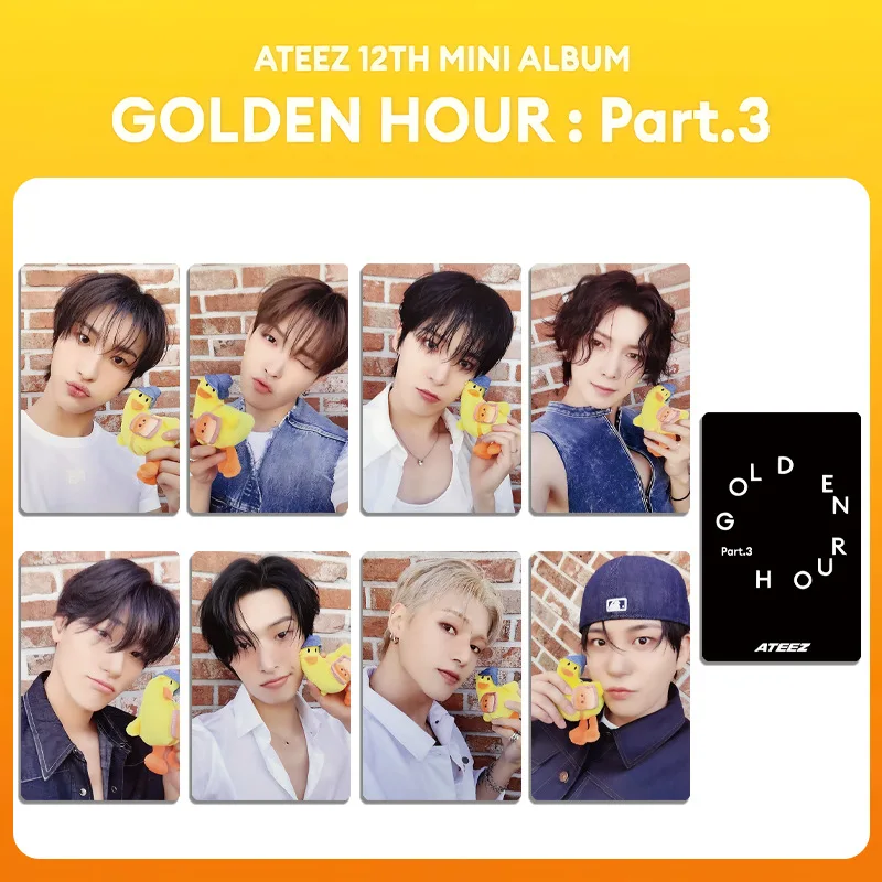 8PCS KPOP ATEEZ Merch Photocard GOLDEN HOUR Part3 Album Lomo Crads Photobook Fan Collection Card Poster Postcard Photos Gift