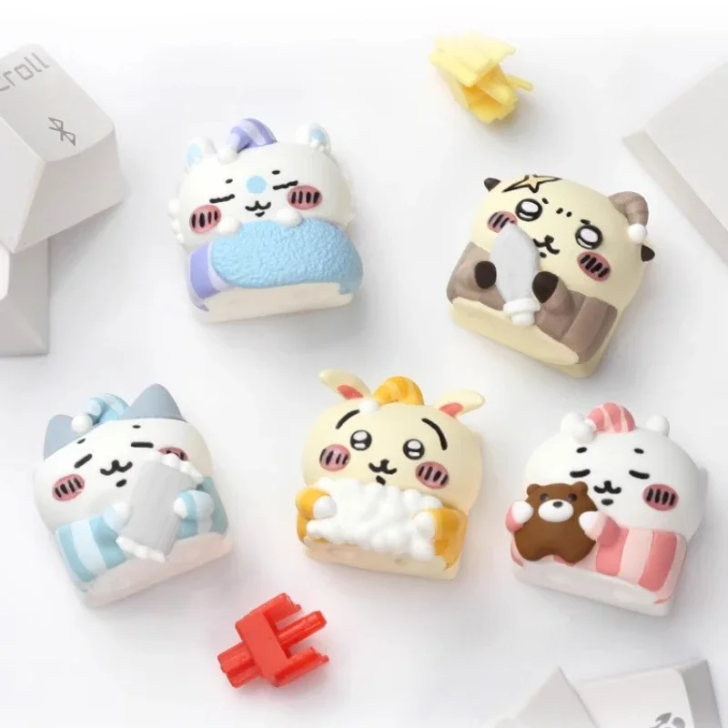 Cute Anime Chikawa Keycap Hachiware Usagis Personalized Resin Kawaii Cartoon Art  MX Switch Keycaps Creative Keyboard Caps