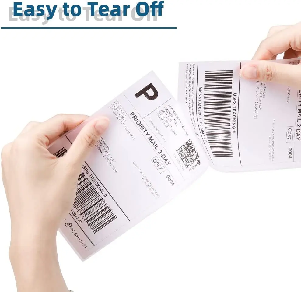 100/500 Blatt Phomemo Thermo-Etikettenaufkleber 100 x 150 mm Versandetiketten für Porto-Barcode, kompatibel mit PM241 PM246S Drucker – Detail 4