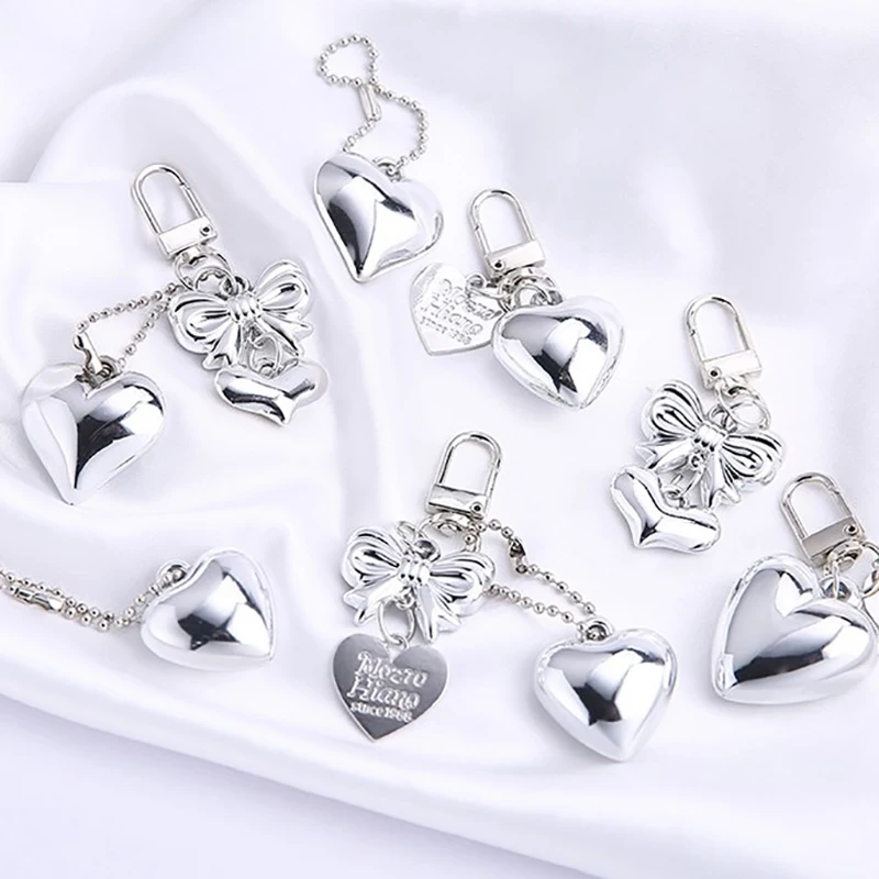 Korean Cute Bow Pearl Phone Pendant Chain Y2K Heart Charm Strap Phone Accessories For Phone Camera Bag Keychain Airpods