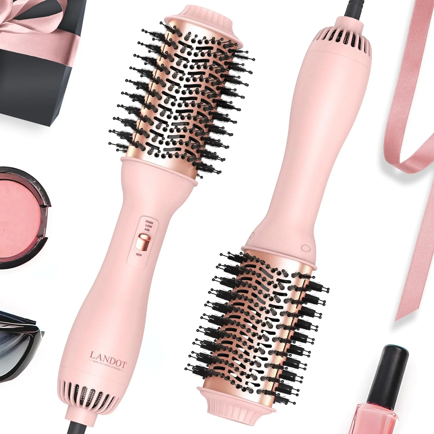 4 In 1 Hot Air Brush Styling Comb One-Step Heating Comb Hair Straightening Brush for Straight Curly Professional Hair Dryers