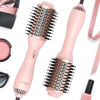 Image 4 In 1 Hot Air Brush Styling Comb One-Step Heating Comb Hair Straightening Brush for Straight Curly Professional Hair Dryers