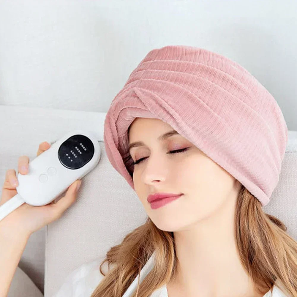 Electric Head Massage Migraine Relief Cap Air Pressure Stress Relax Airbag Heating Headache Hat Anxiety Relief Head Spa Headband