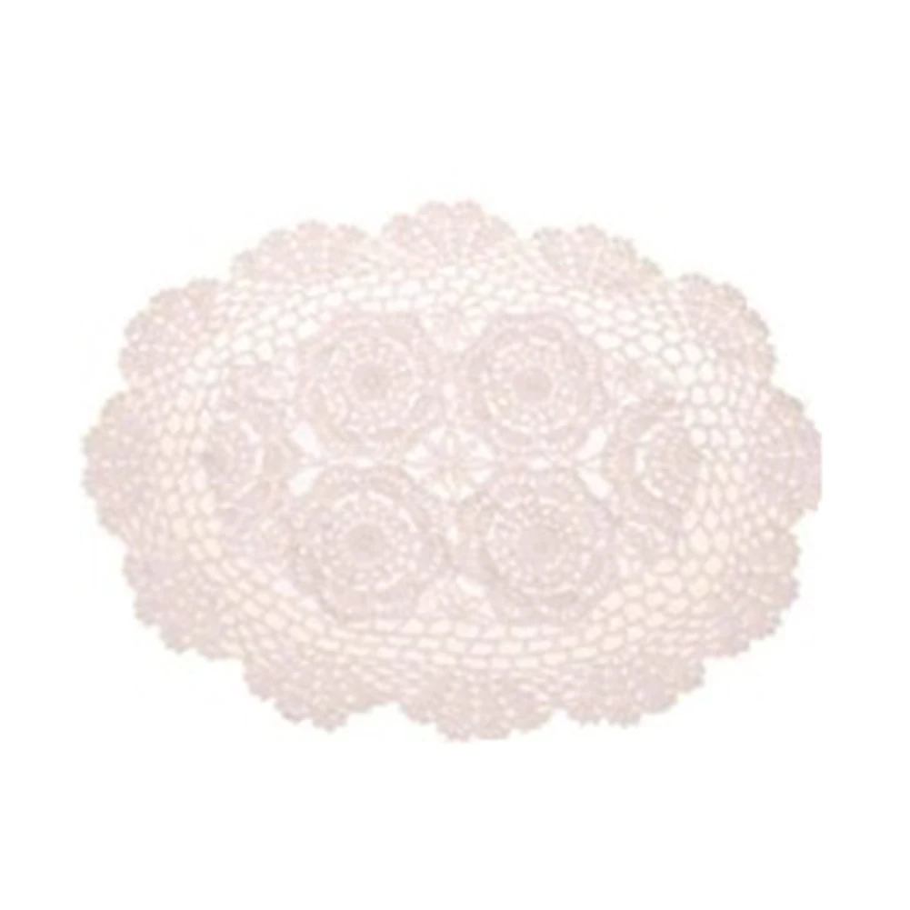 Placemats De Mesa De Renda De Algodão Artesanal De Crochet, Almofada Oval Para Decoração De Mesa