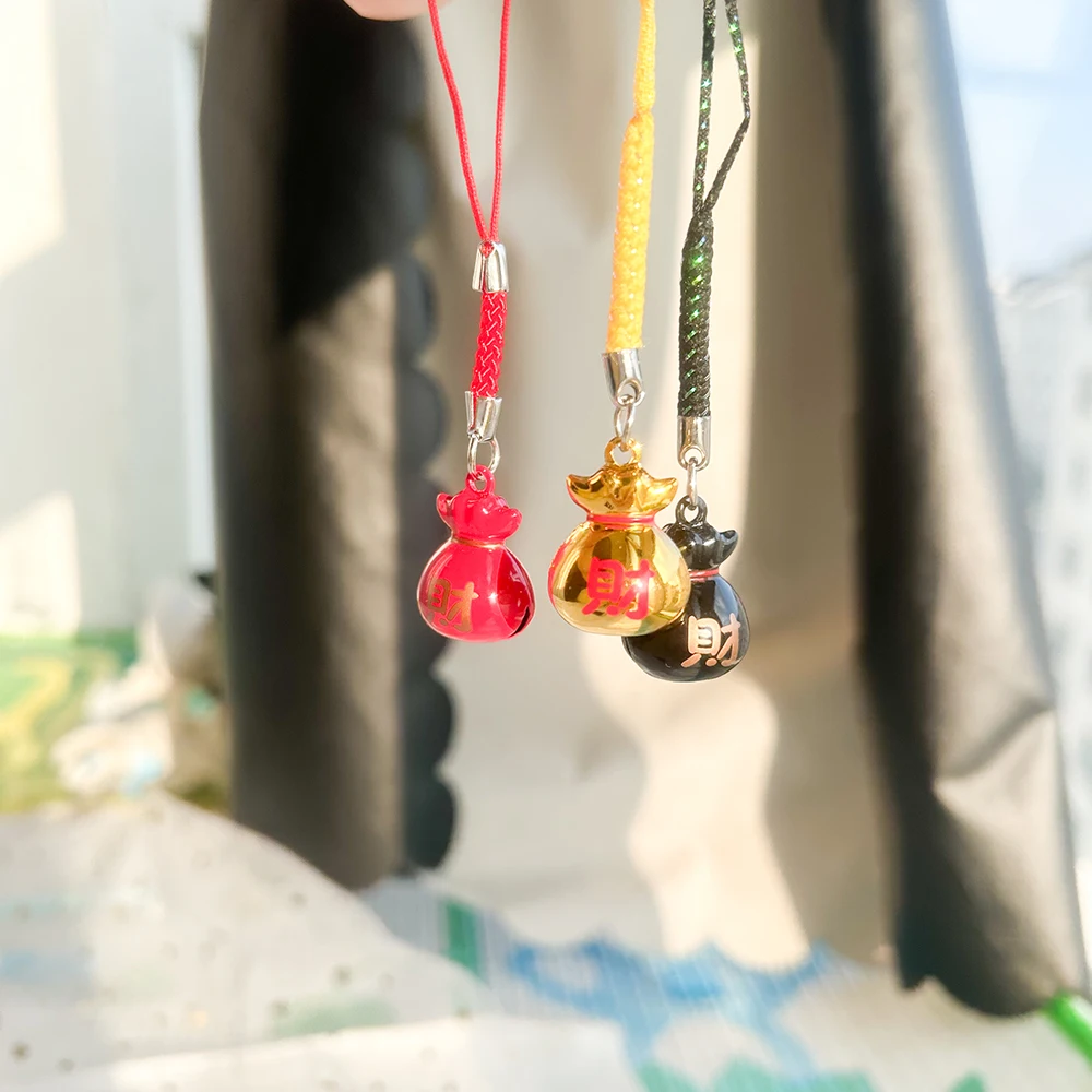 

50pcs Kawaii Chinese Style Money Bag Small Bell Phone Pendent Charm Phone Straps Cute Lucky Gadgets Cell Phone Acessories Key