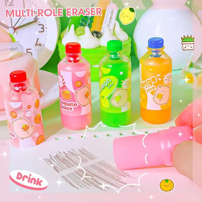 

Aesthetic stationery supplies back to school acsesories drawing juice funny Erasers rubber kawaii stationery items