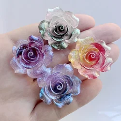30mm resin 3D Color Glow Rose resin rhinestone Scrapbook Wedding decals Home decor crafts scrapbook decor 5pcs/lot