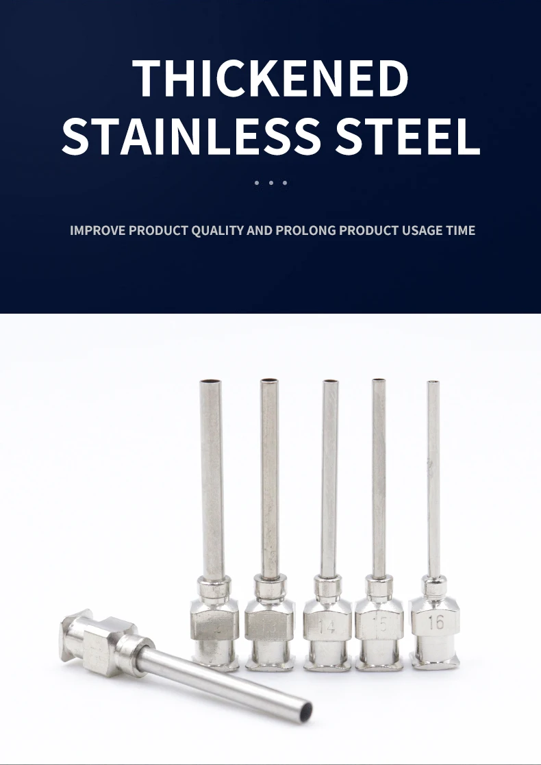 12er-Pack Dosierspitzen aus Edelstahl mit Stumpfer Spitze, 1 Zoll, 8G, 10G, 12G, 16G, 18G, 20G, 26G, 30G, Klebernadeln – Detail 2