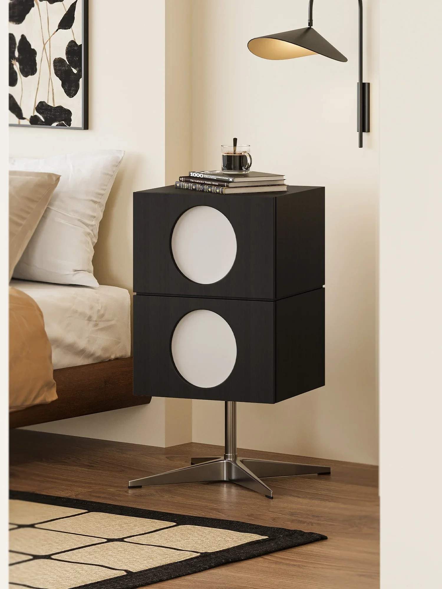 Nordic log color bedroom bedside table small apartment living room, time locker
