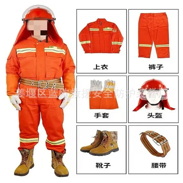 6Pcs Cotton Forest Fire Fighting Clothing Wildfire Suppression Clothing Flame Retardant Bunker Gear Suit Fire Fighting Clothing