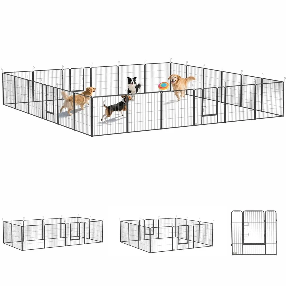 Dog Playpen with Lockable Door for Medium Dogs 24 Panels 31.5