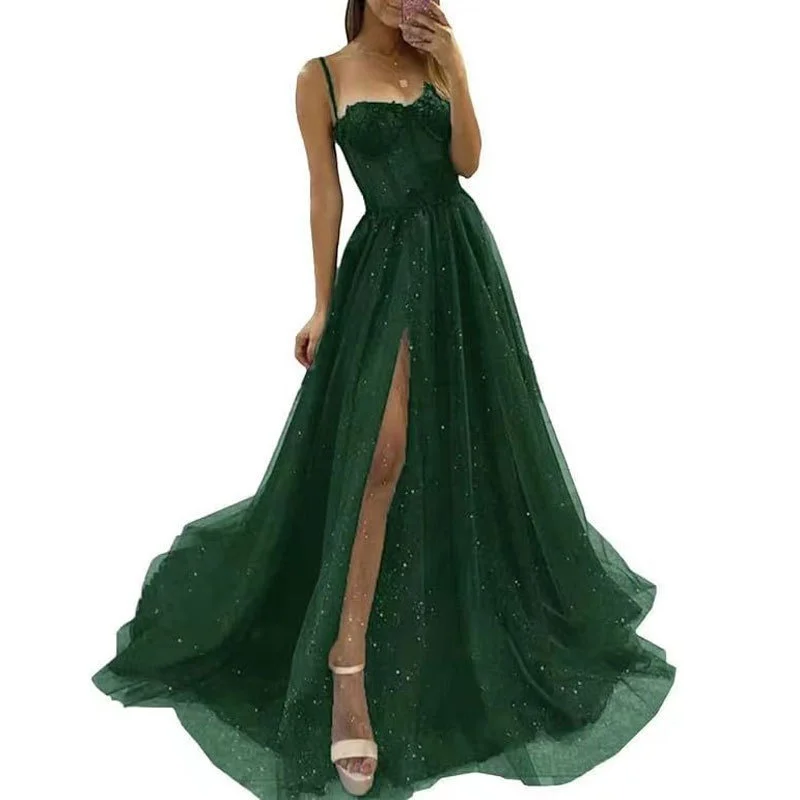 Ele vestido de noche largo con abertura lateral y correa nuevo 2025 chino de seda de cintura alta Dr para Par Fem Faion