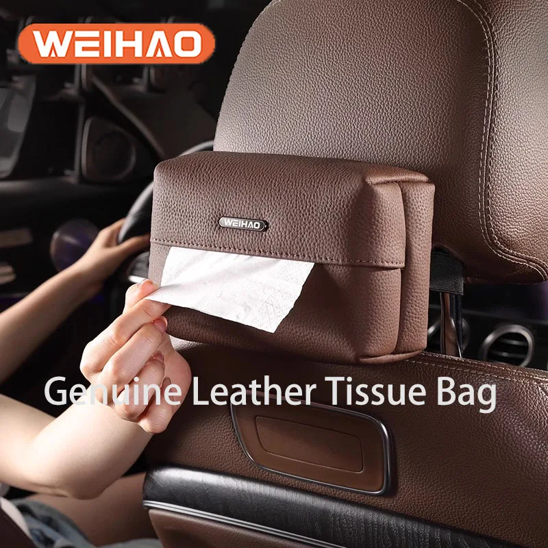 High Quality Leather Car Tissue Bag Interior Napkin Box High-grade Interior Storage Box for Cars Hand Rest Box Napkin Container