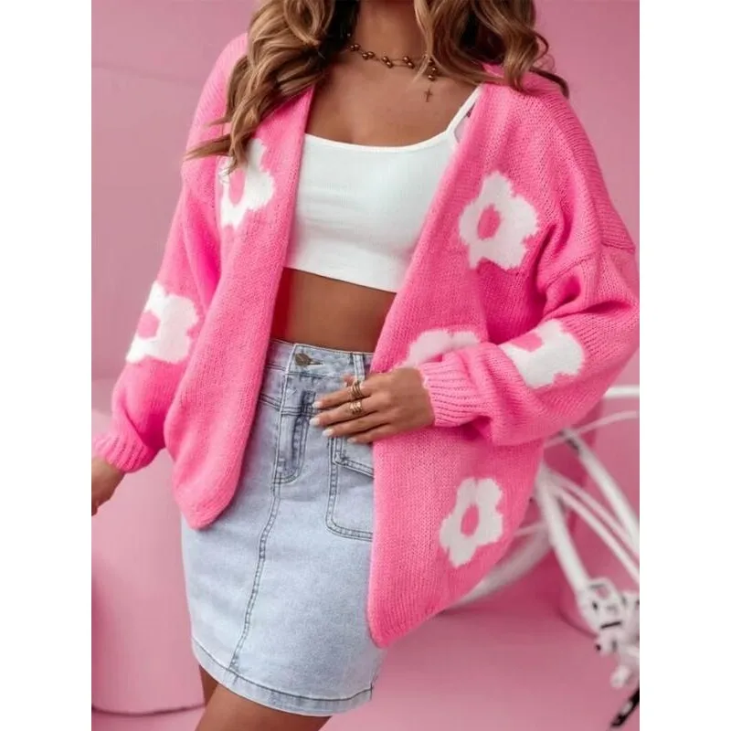 

Spring Floral Knit Cardigan Women's Sweater Cross-Border Open-Shirt Knittedwear Fashionable Casual Style for Women