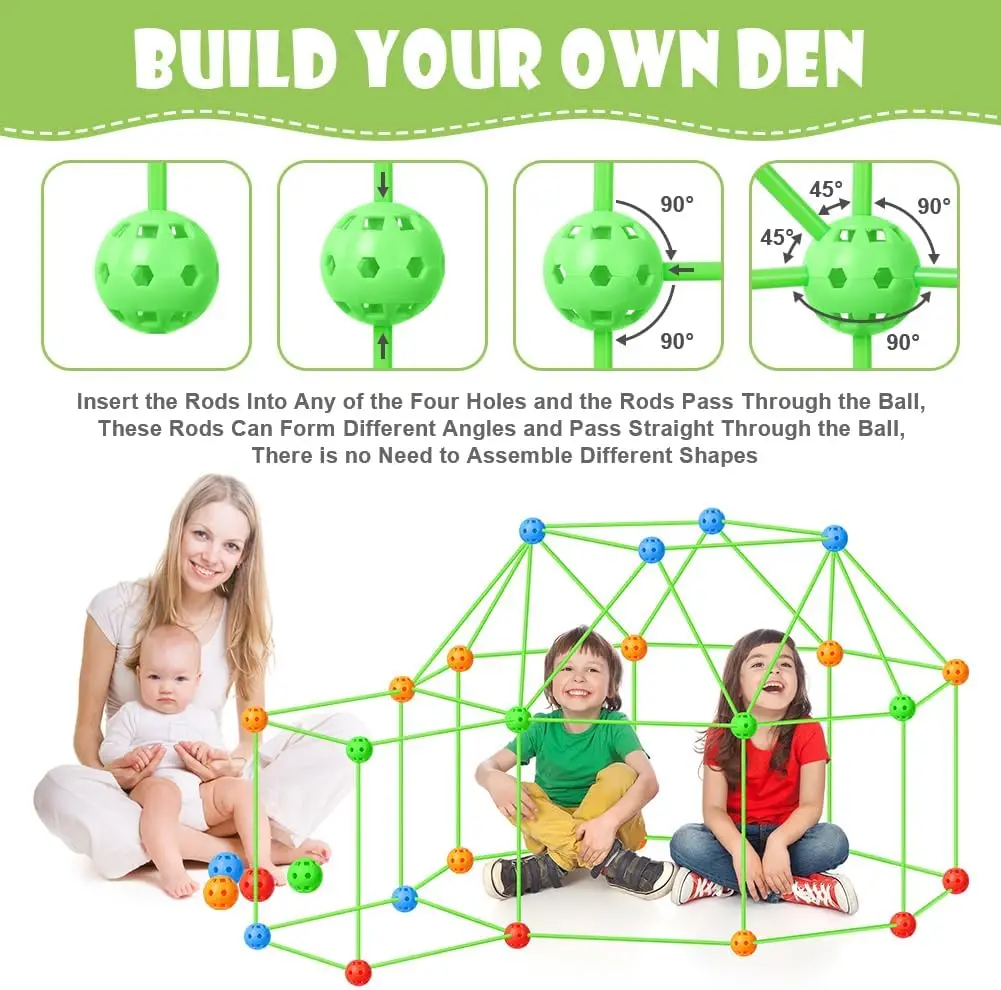 DIY Fort Construction Creative Toy Fort Building Kit 3D Castles Tunnels Tents Games Educational Play Tent Toys for Kids Gift