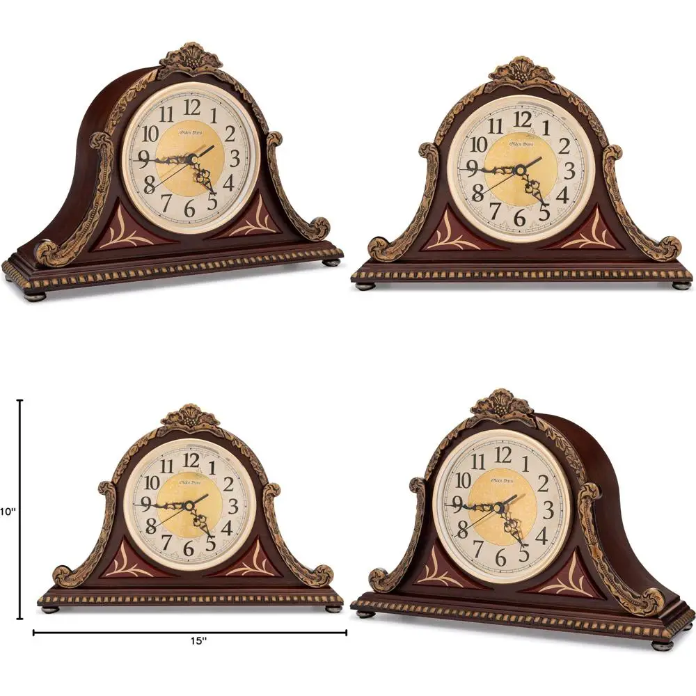 

Antique-Style Mantel Clock with Real Wood and Four Chime Selections