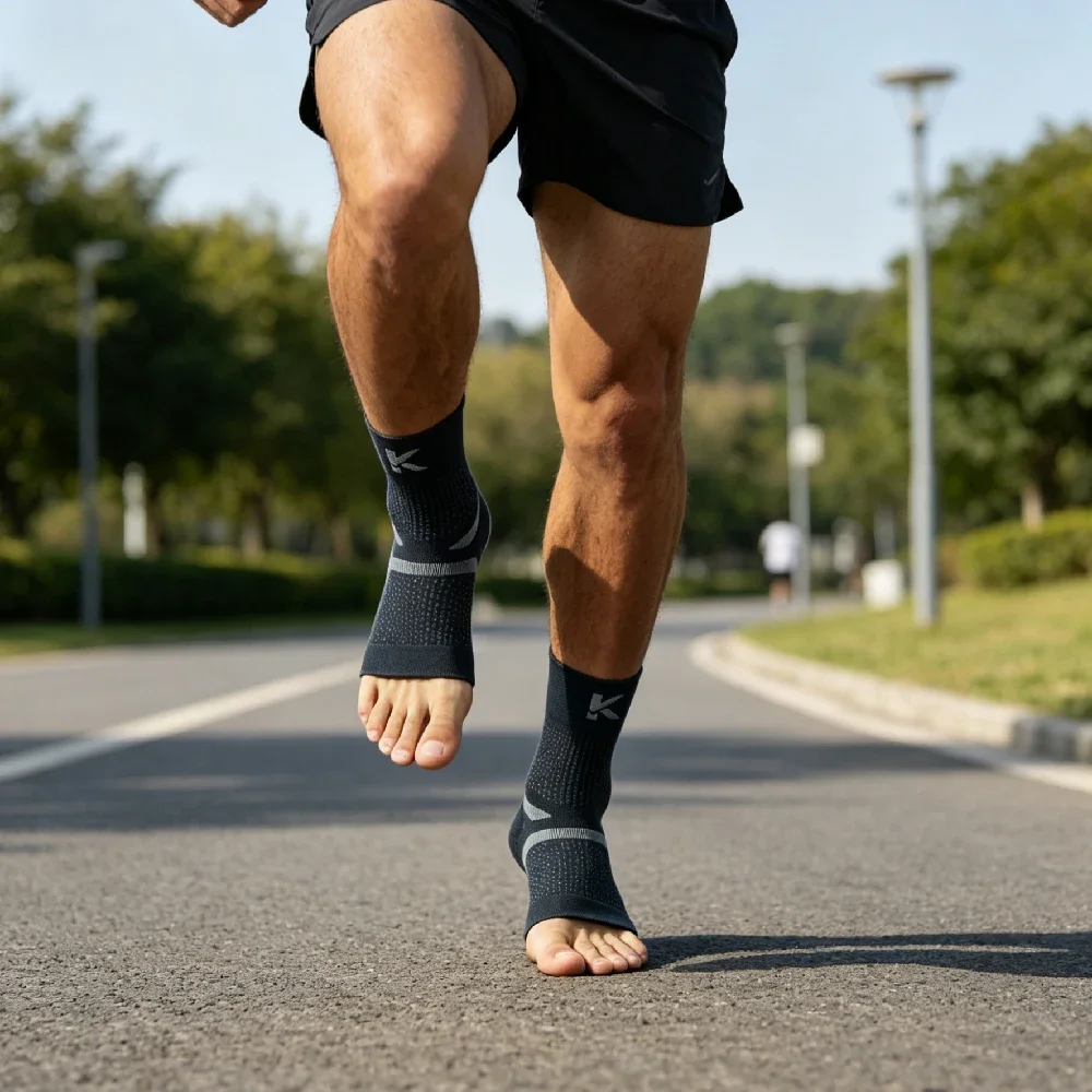 1 Pair Elastic Ankle Brace Sleeve, Compression Ankle Stabilizer Sock for Plantar Fasciitis, Achilles Tendonitis and Sports