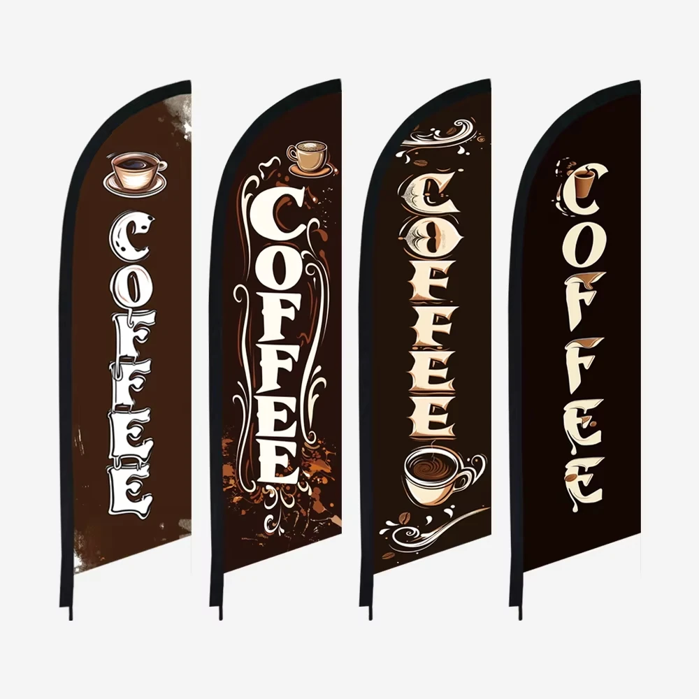 Bandera de plumas de taza de CAFÉ Retro, pancarta de playa solo Swooper sin poste, tienda de bebidas, decoración personalizada