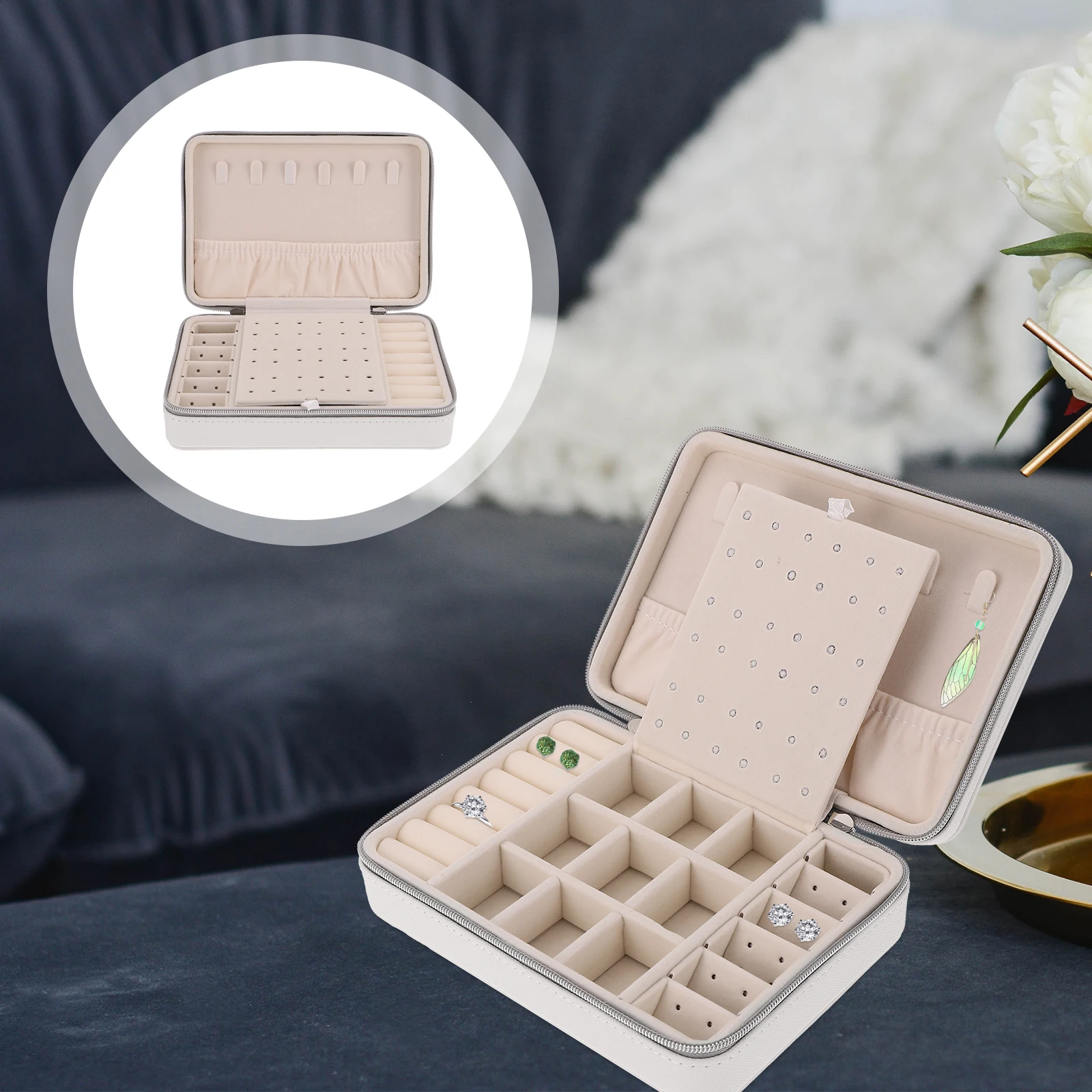 

Jewelry Storage Box PU Travel ganizer Case for Rings Necklaces Watches Gifts Premium Material Practicality Durability