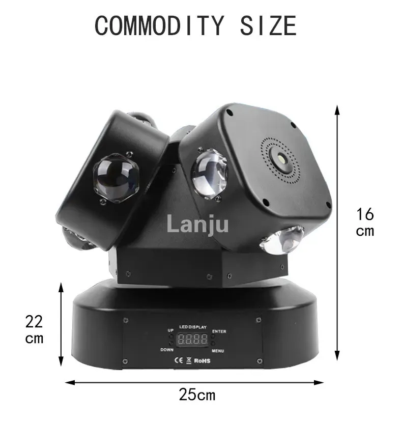 New 120W LED 2-head Fenghuo Wheel Moving Headlight Mini DMX RGB Laser Light DJ Disco Stage Wedding Music Party Bar Stage Light