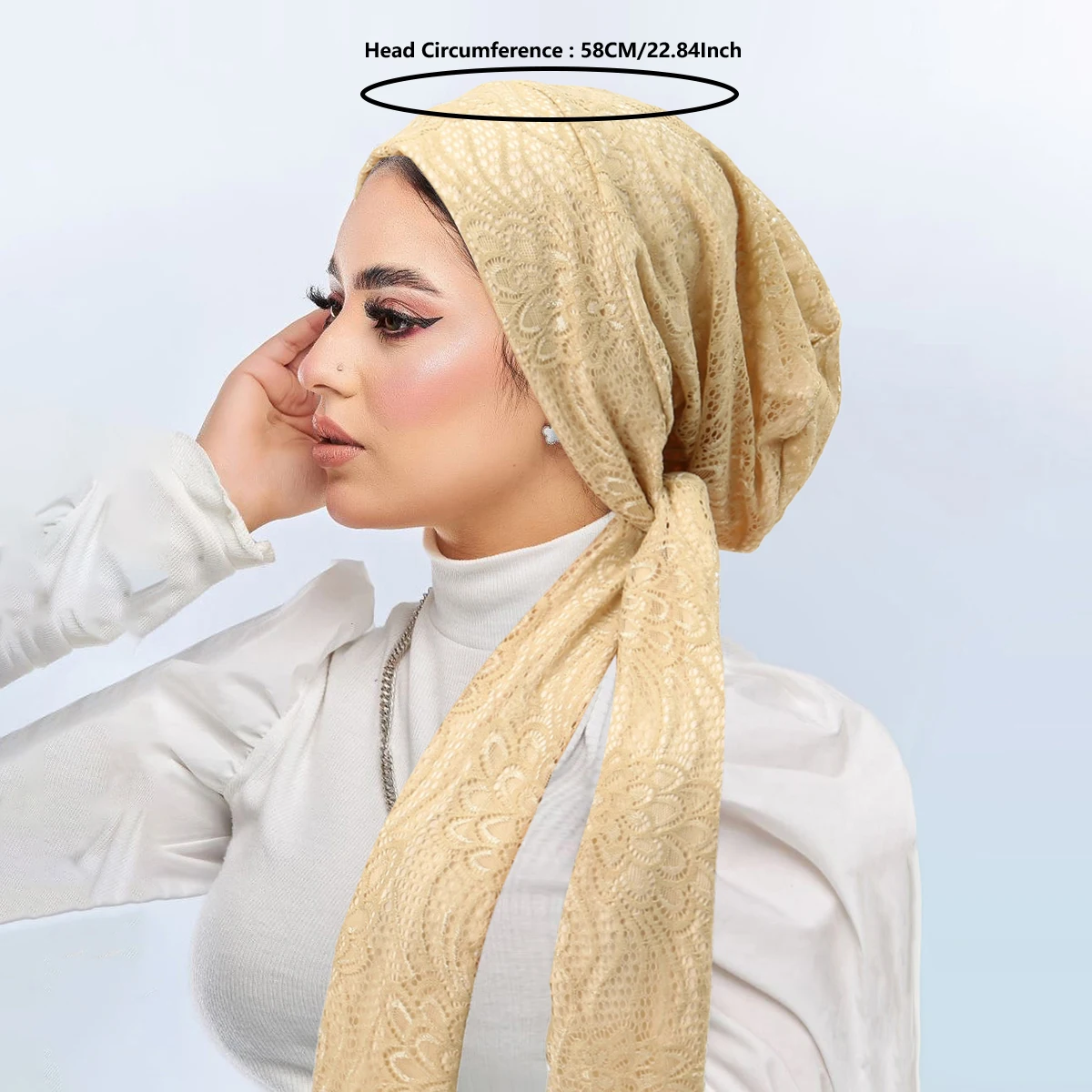 جديد مزدوج الطبقات الدانتيل النساء الحجاب لينة تمتد مسلم عمامة القبعات الحجاب باندانا قبعات underscarf الإسلامية فقدان الشعر قبعة