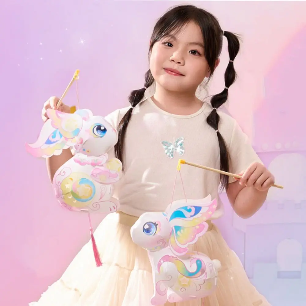 

Flying Rabbit Rabbit Lantern Chinese Style Handmade Handheld Rabbit Lantern Glowing DIY Material Package