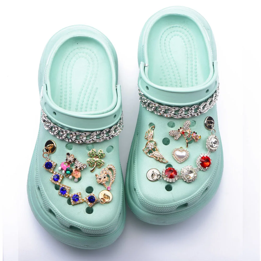 1pcs Metal Brand Designer Shoe Accessories Charms Bling Rhinestone Butterfly For Clog Decoration for Girls Gifts