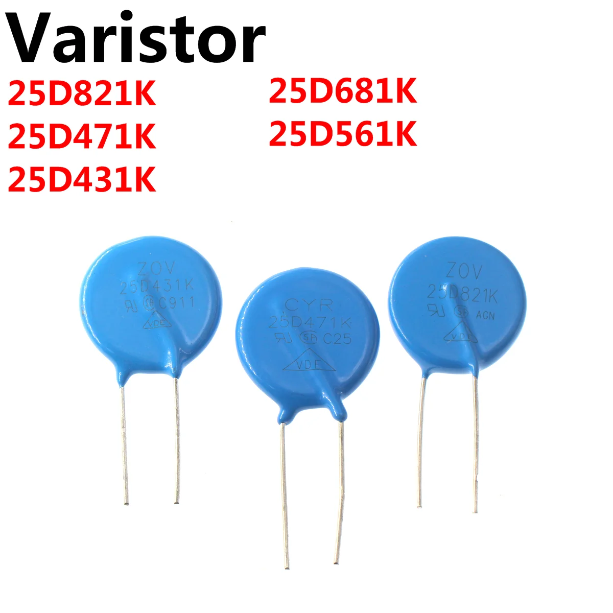 5PCS varistor 25D821K 25D471K 25D431K 25D681K 25D561K