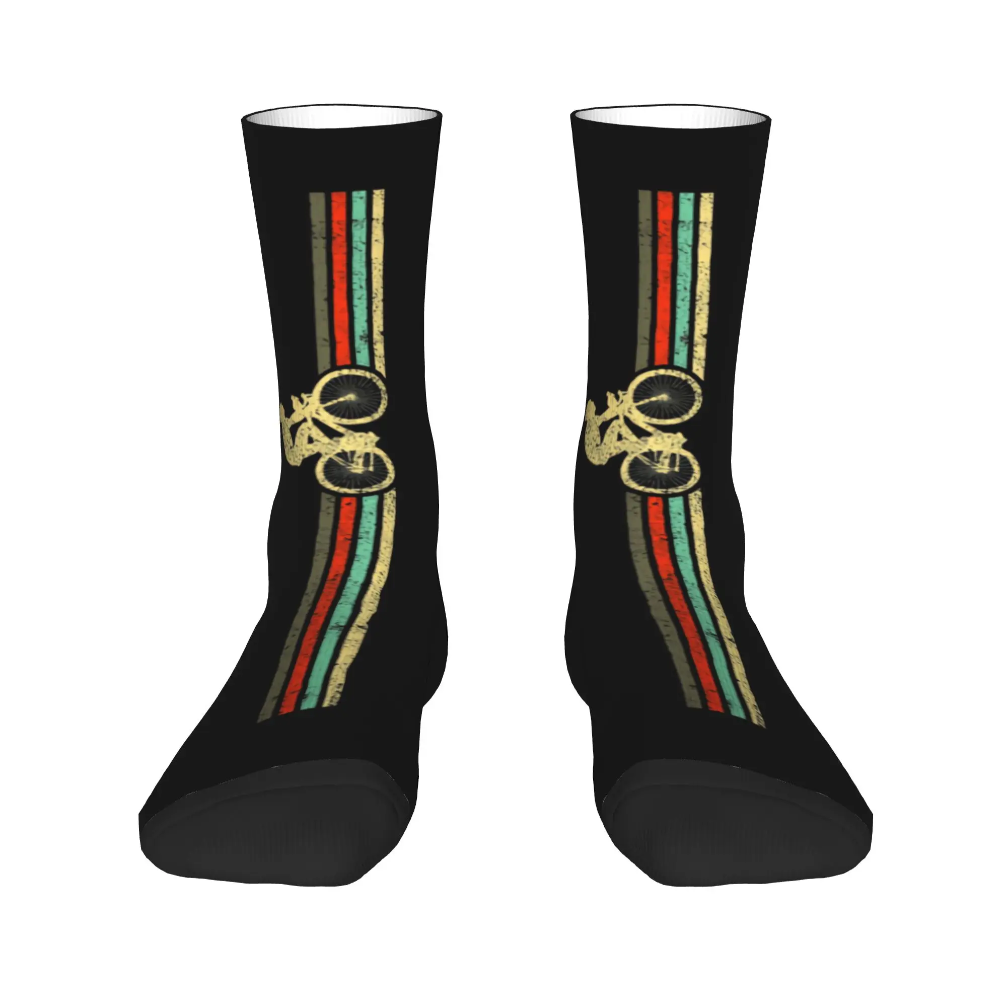 Calcetines retro de rayas para bicicleta para hombre y mujer, calcetines cálidos de moda para ciclista de montaña